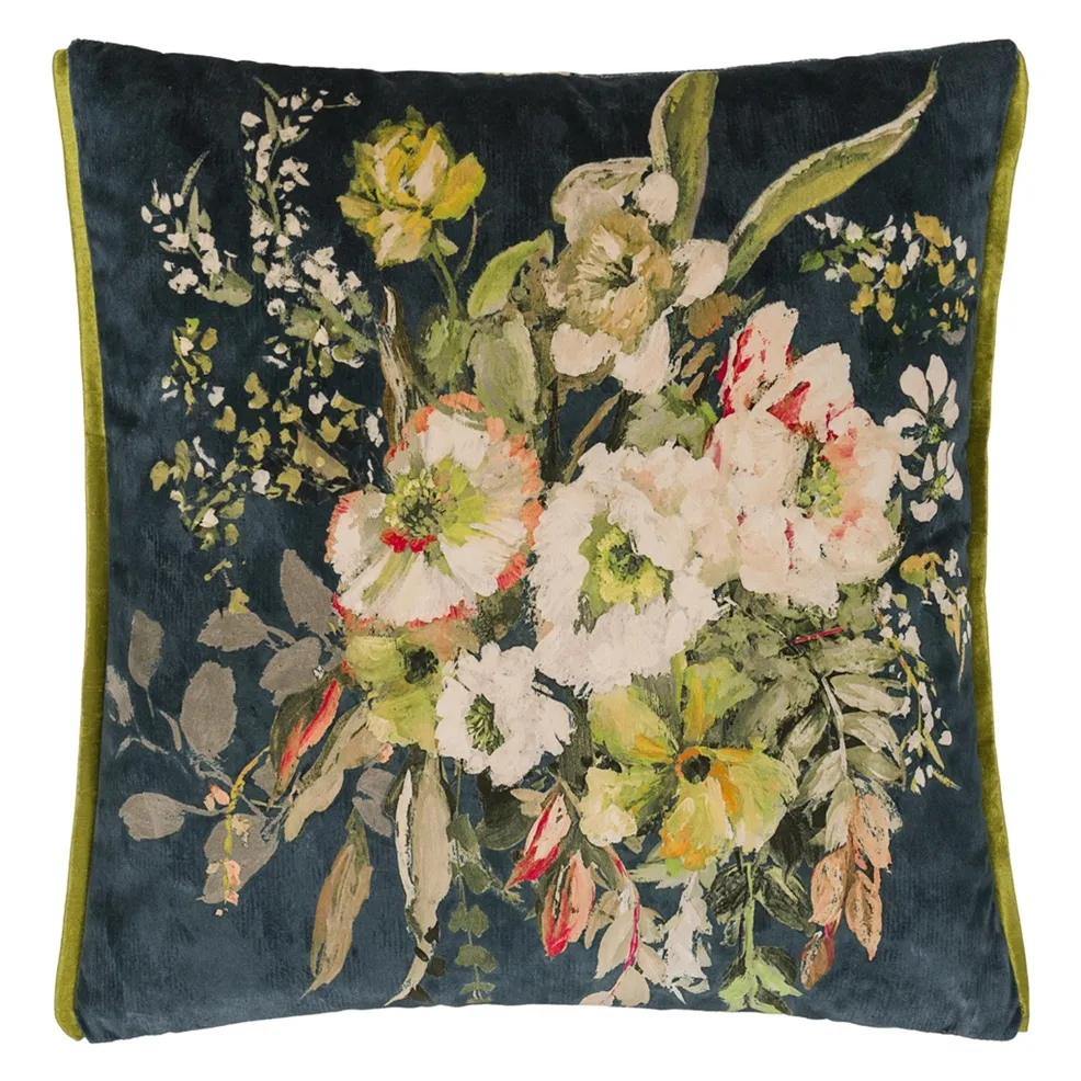 Margaretta Velours Cushion | Luxurious Floral Velvet Design