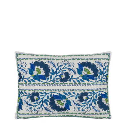 Enamel Flower Cushion | Embroidered Graphic Floral Bands