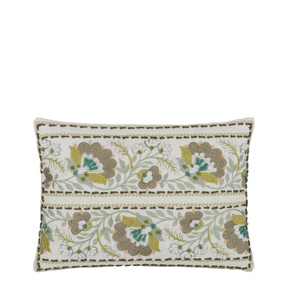 Enamel Flower Cushion | Embroidered Graphic Floral Bands