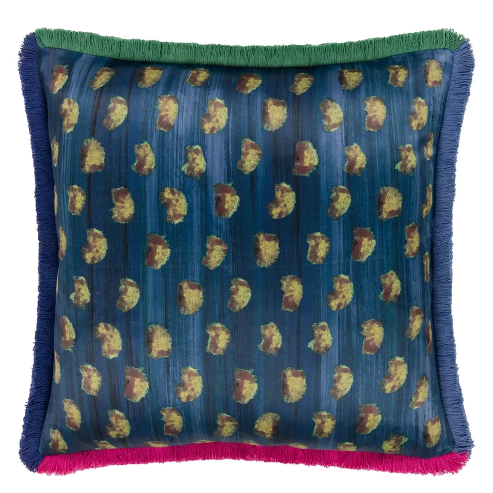 Color Games Mosaique Sateen Cushion | Graphic Mosaic Pattern with Fringe