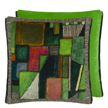 Raku Patchwork Cushion | Geometric Velvet