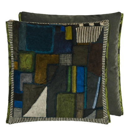 Raku Patchwork Cushion | Geometric Velvet