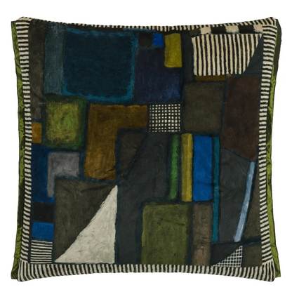 Raku Patchwork Cushion | Geometric Velvet