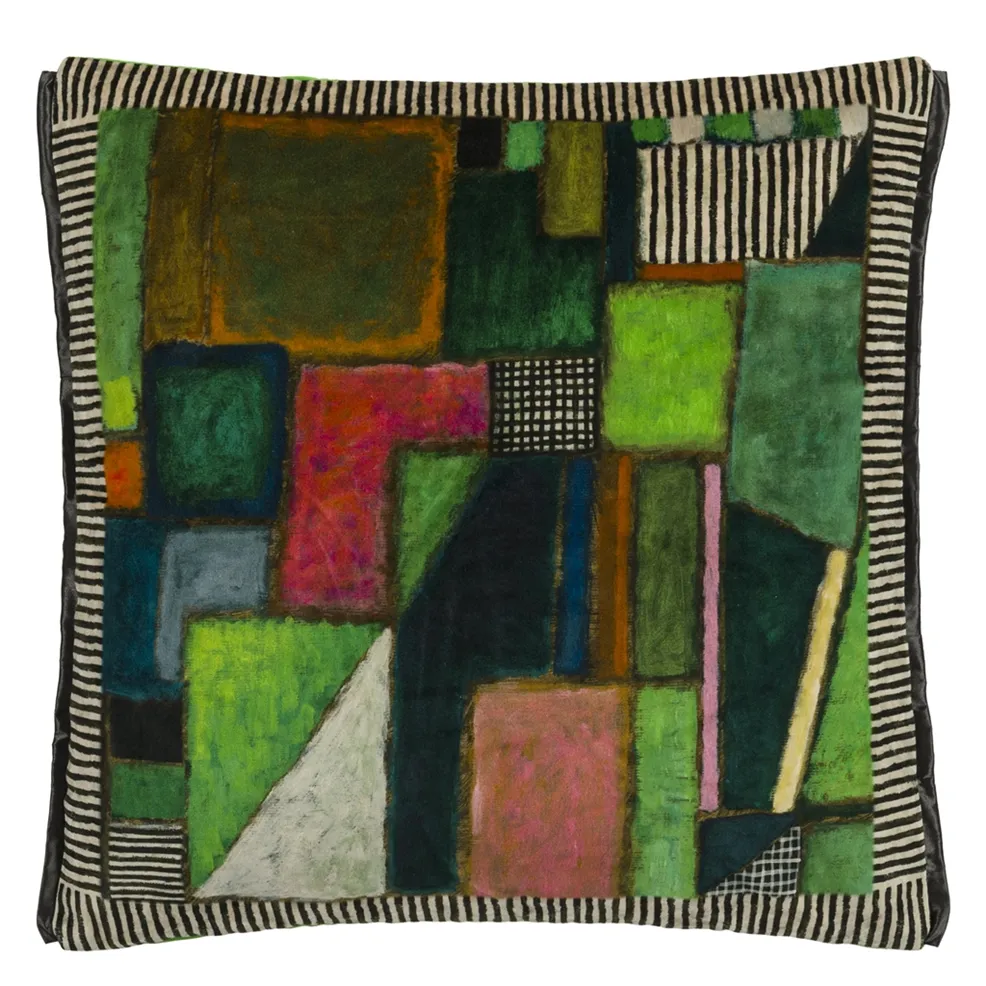 Raku Patchwork Cushion | Geometric Velvet