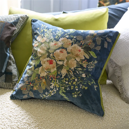 Margaretta Velours Cushion | Luxurious Floral Velvet Design