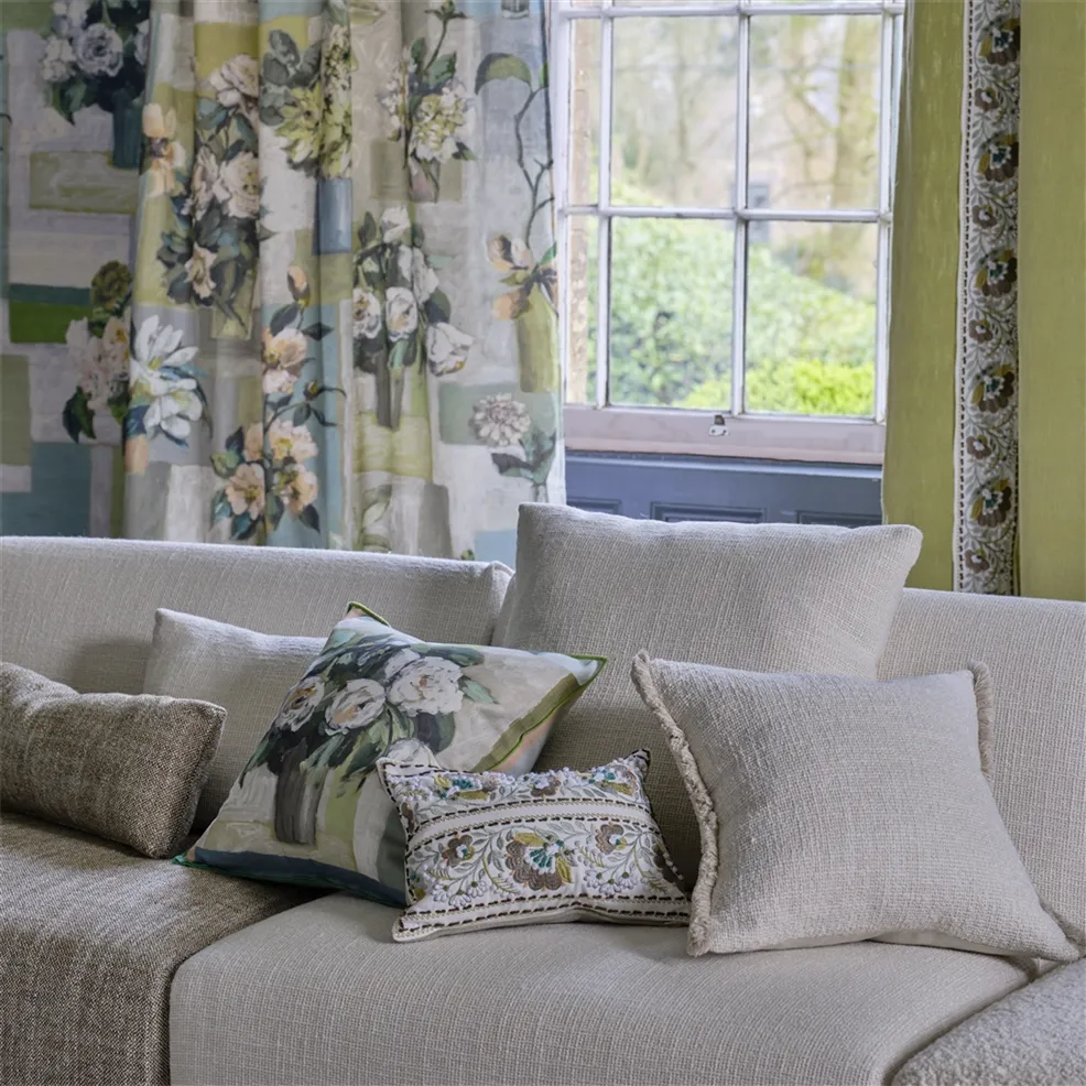 Enamel Flower Cushion | Embroidered Graphic Floral Bands