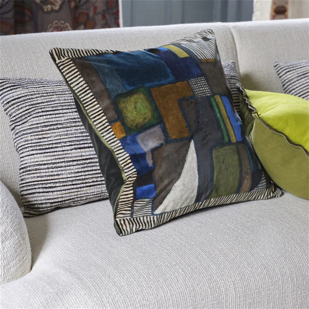 Raku Patchwork Cushion | Geometric Velvet