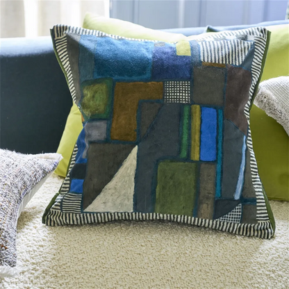 Raku Patchwork Cushion | Geometric Velvet