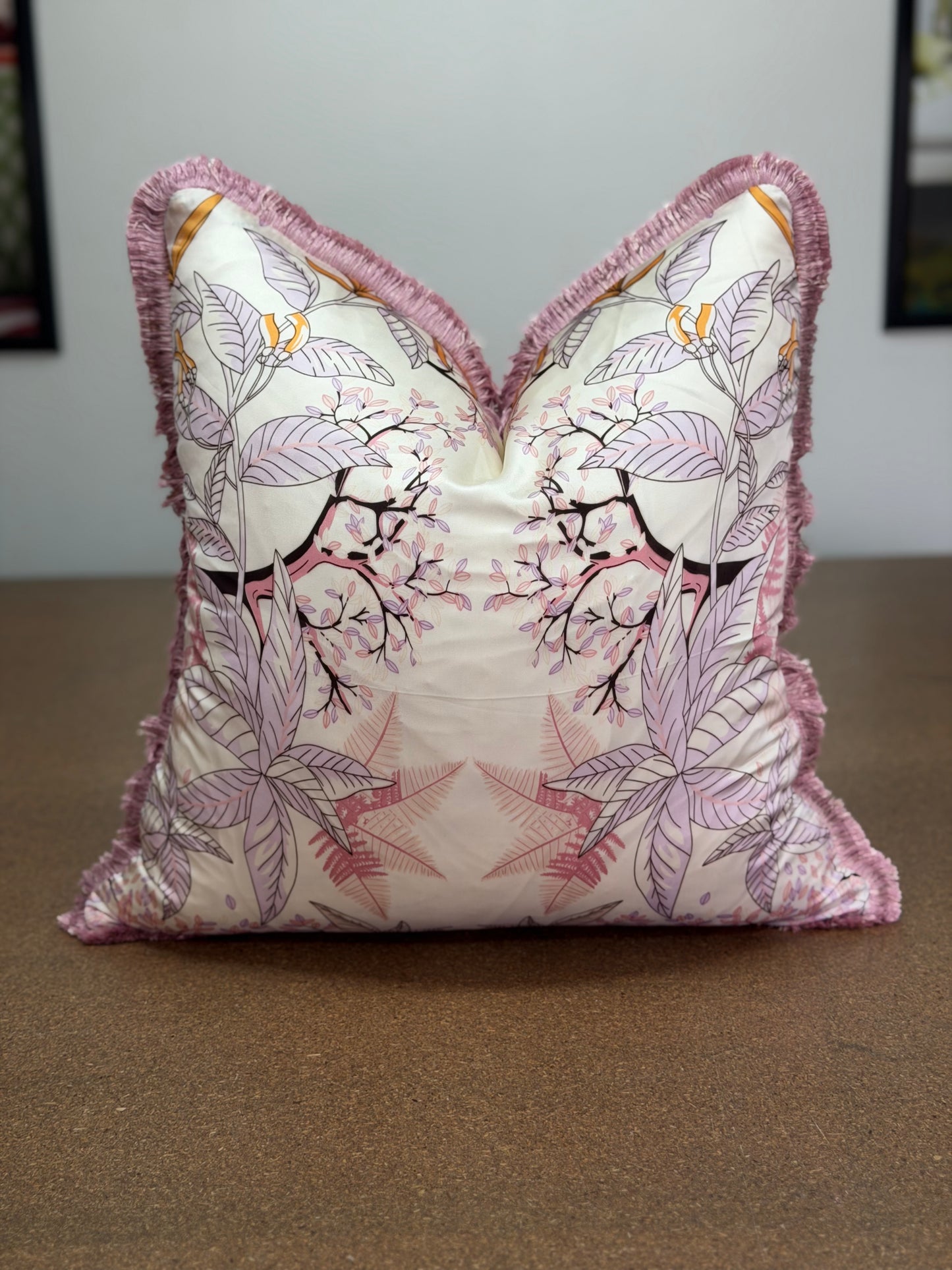 Floral Silk Cushion (Blush)