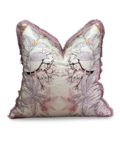 Floral Silk Cushion (Blush)