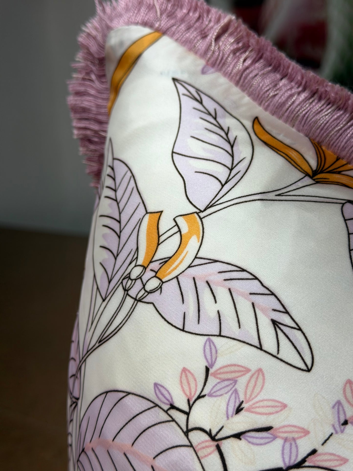 Floral Silk Cushion (Blush)