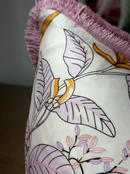 Floral Silk Cushion (Blush)