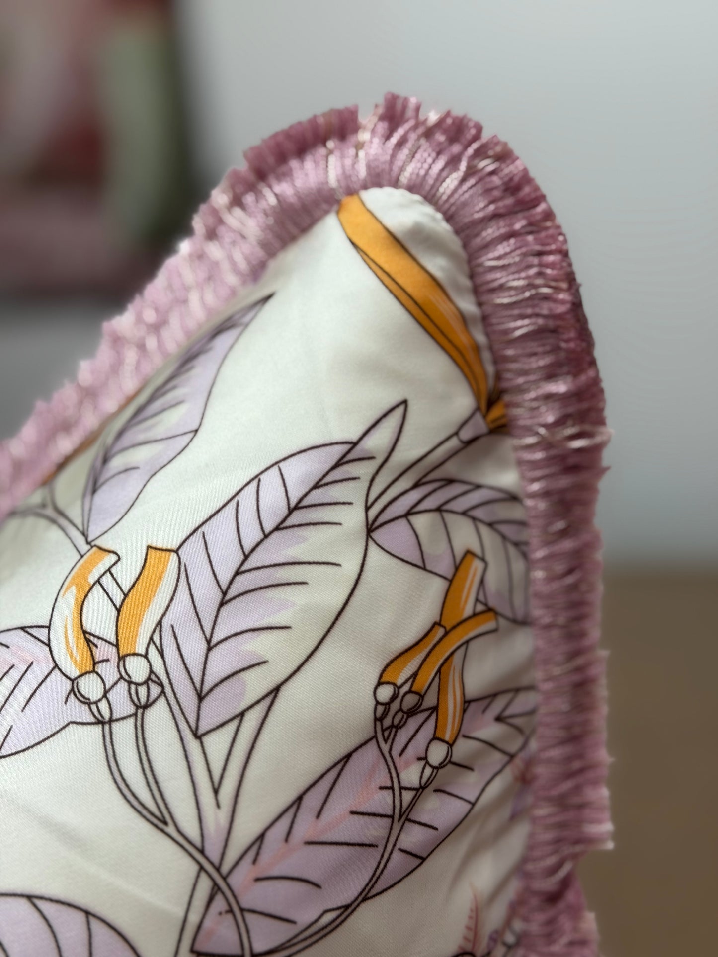 Floral Silk Cushion (Blush)