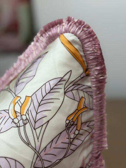 Floral Silk Cushion (Blush)