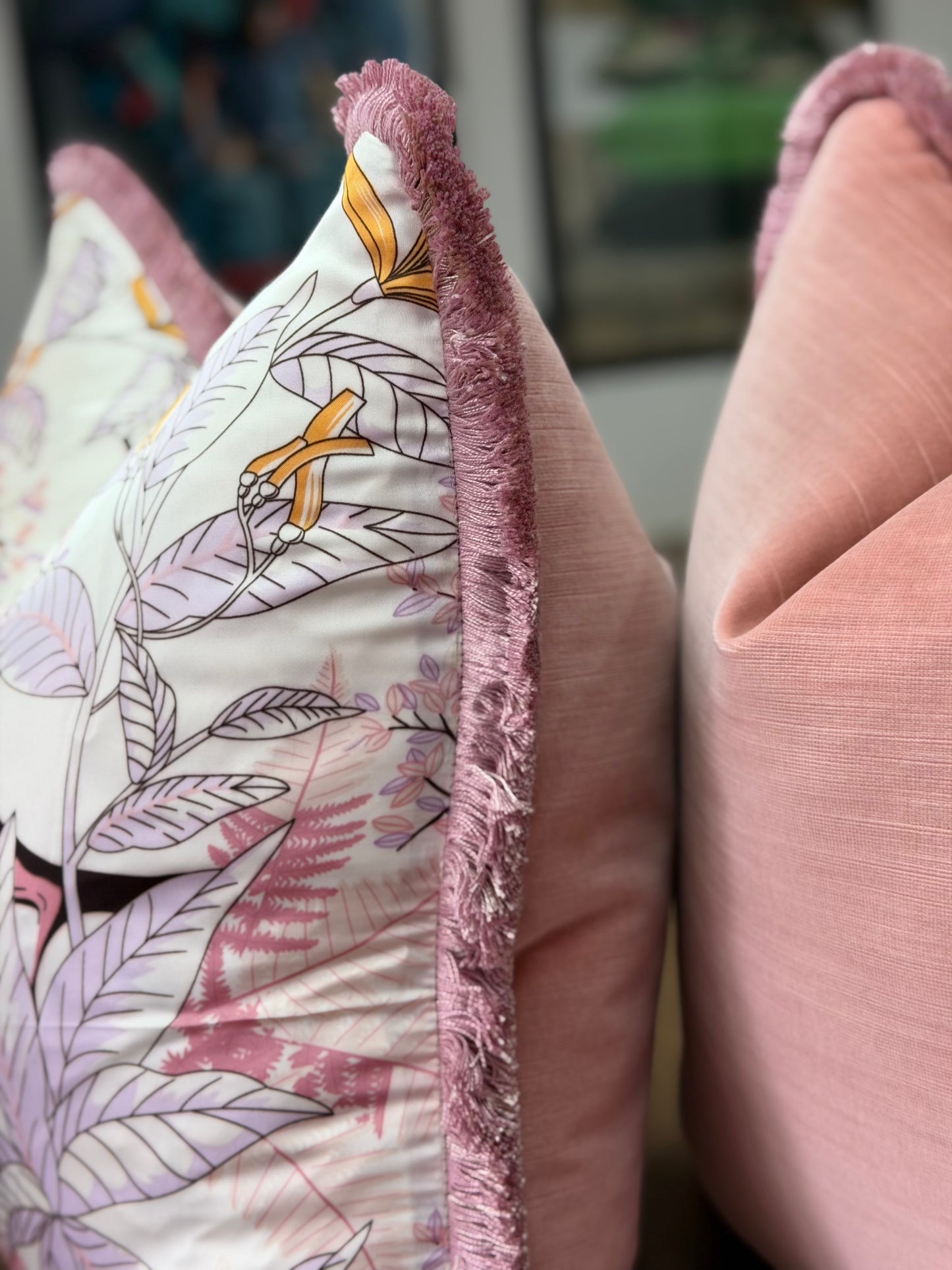 Floral Silk Cushion (Blush)