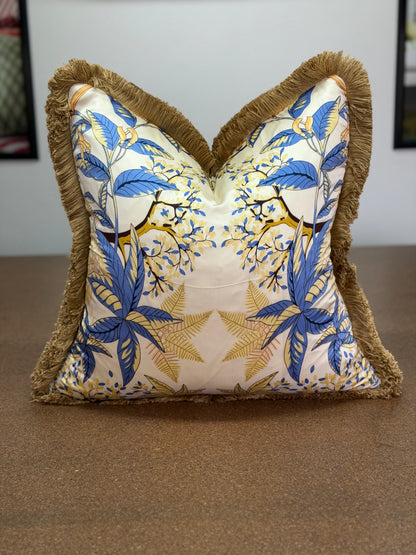 Floral Silk Cushion (Blue)