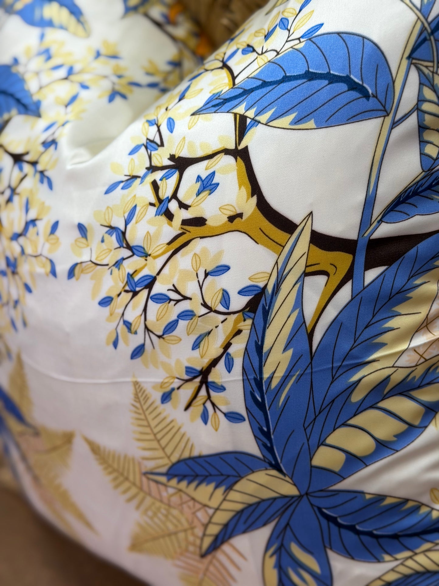 Floral Silk Cushion (Blue)