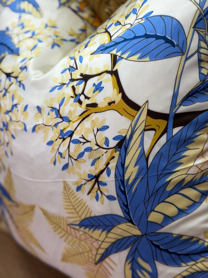 Floral Silk Cushion (Blue)