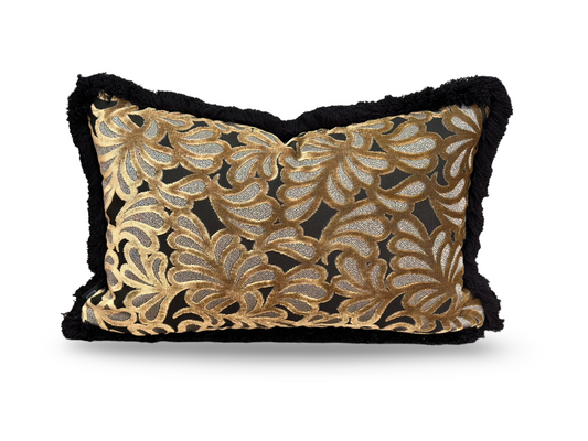 Maple Leaf Lumbar Cushion | Catherine Martin Velvet with Double Brush Fringe