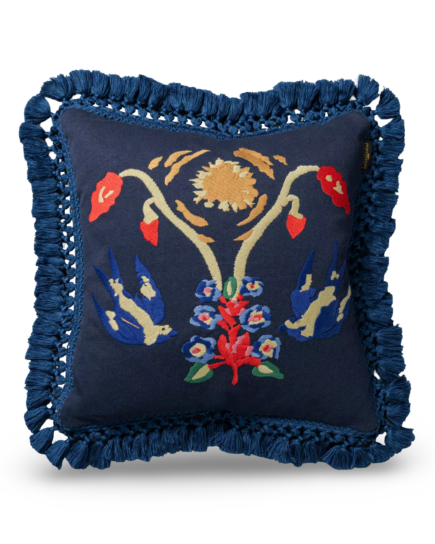 A SWALLOW'S HORIZON embroidered cushion