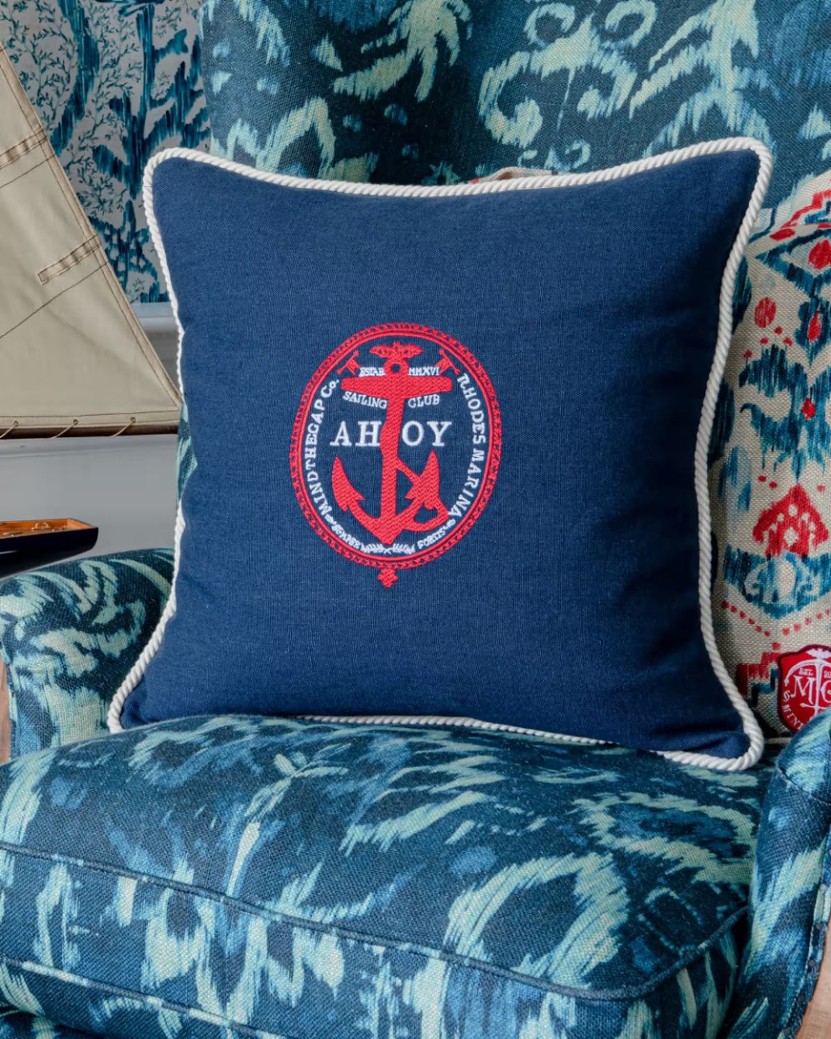 AHOY! Linen Embroidered Cushion