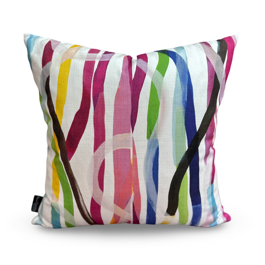 Designer Brushstroke Ribbon Cushion | Luxury Custom Design Cushion