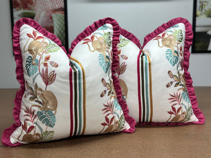 Monkey Magic Embroidered Cushion
