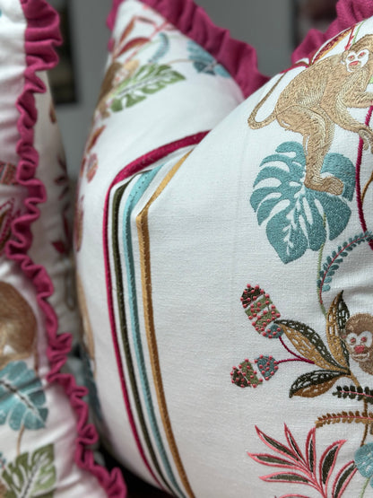 Monkey Magic Embroidered Cushion