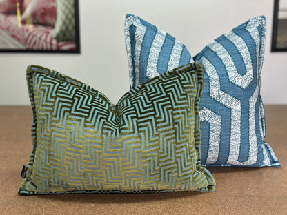 Labyrinth Cut Velvet Lumbar Cushion