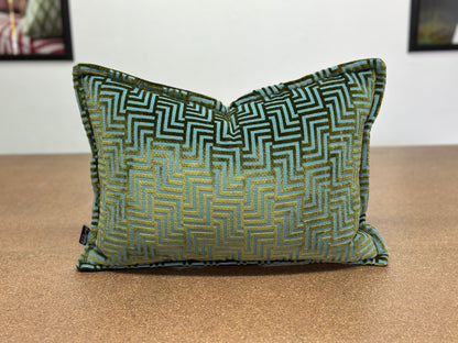 Labyrinth Cut Velvet Lumbar Cushion