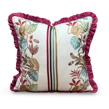 Monkey Magic Embroidered Cushion