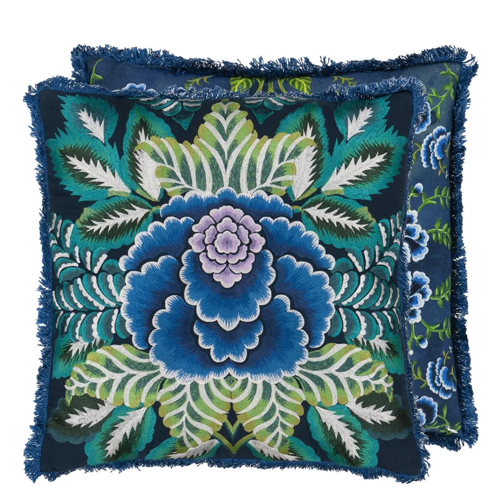 Rose De Damas Embroidered Blue